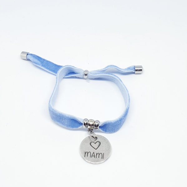 Pulsera Mami Cinta Terciopelo Azul