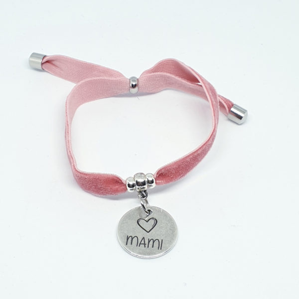 Pulsera Mami Cinta Terciopelo Rosa