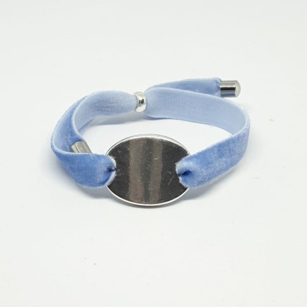 Pulsera Personalizar Chapa Ovalada Pequena Terciopelo Azul