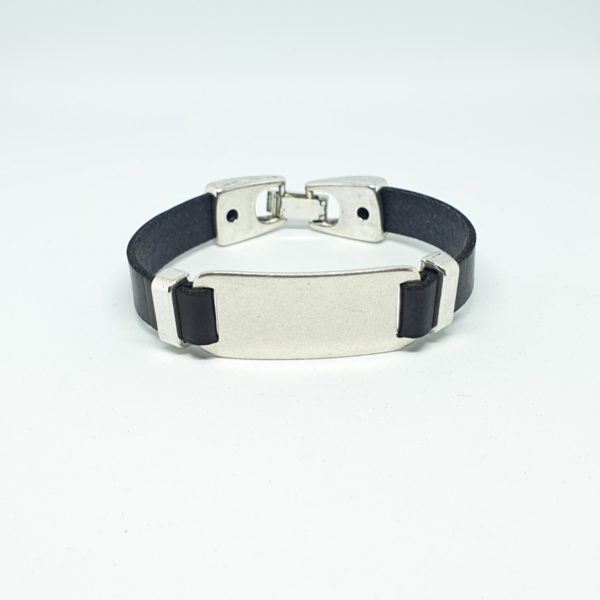 Pulsera Personalizar Chapa Rectangular Grande Tireta Negra