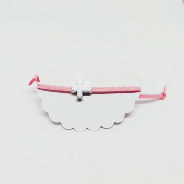 pulsera cruz antelina rosa