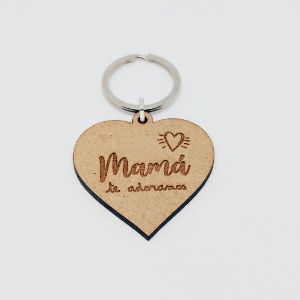 llavero corazon mama madera