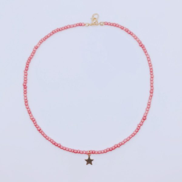 collar rocalla coral colgantes