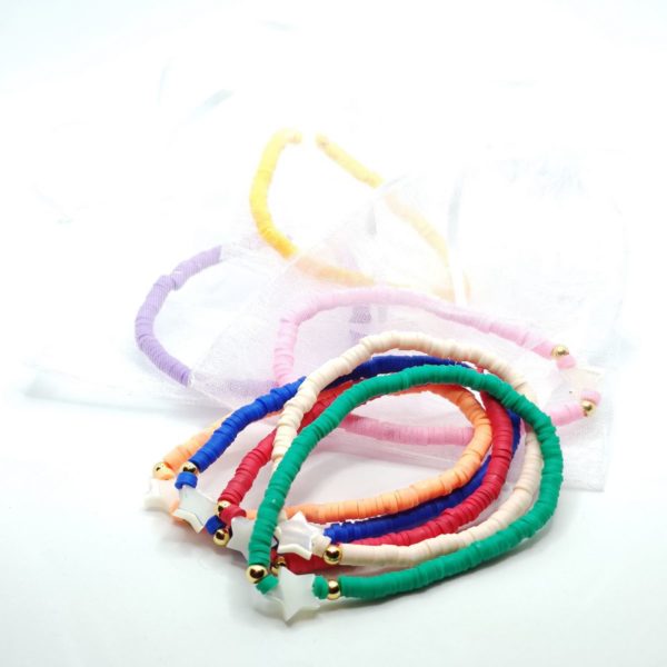 pulsera arcilla estrella bolsa colores