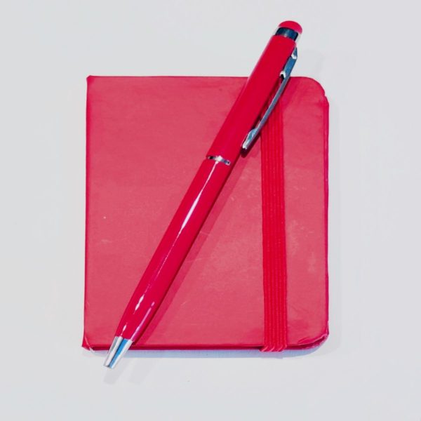 set libreta boli personalizar rojo