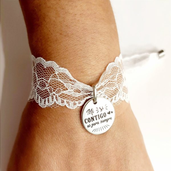 pulsera personalizada "mi sÍ contigo es para siempre"