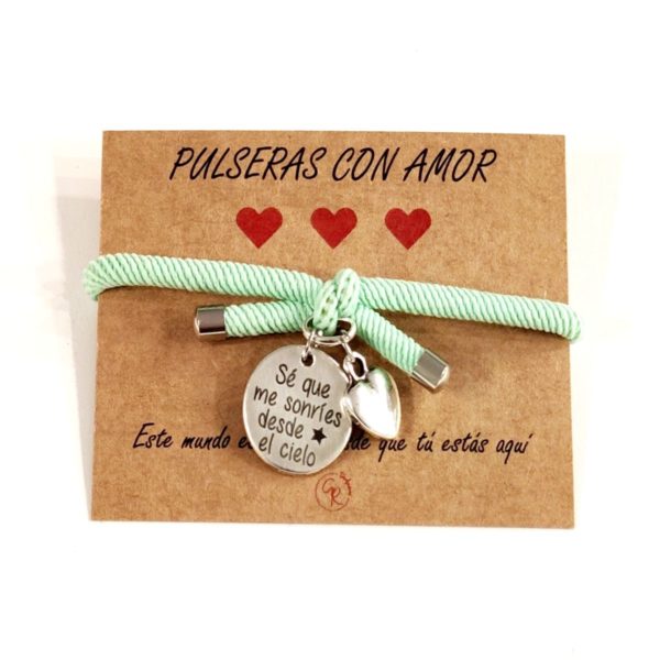 pulsera personalizada elÁstica nudo "un Ángel me cuida desde el cielo"