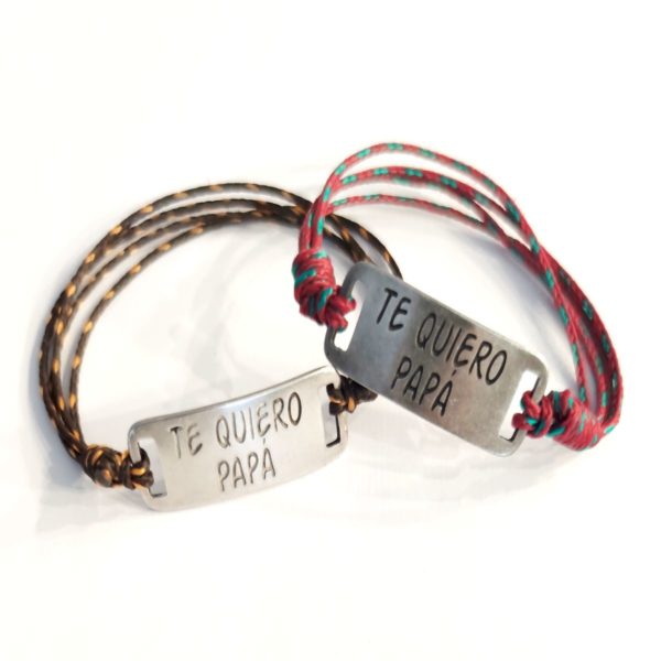 pulsera personalizada con cordÓn y nudo corredizo para papÁ para el dÍa del padre "te quiero papÁ"