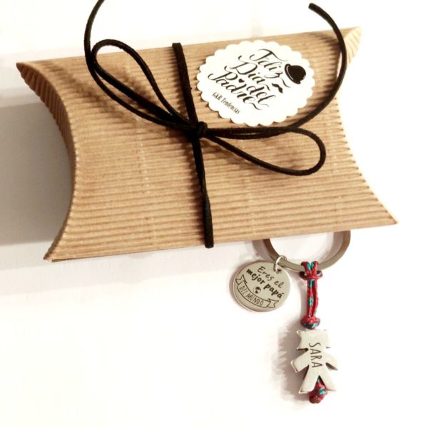 llavero personalizado de cordÓn y zamak con niÑos colgando para papÁ para el dÍa del padre "eres el mejor papÁ del mundo"