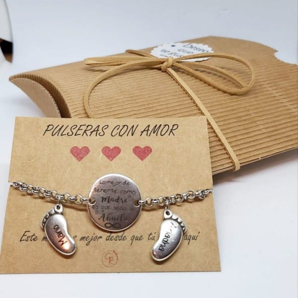 pulsera personalizada para abuela para el dÍa de la madre "lo mejor de tenerte como madre es que seas su abuela"